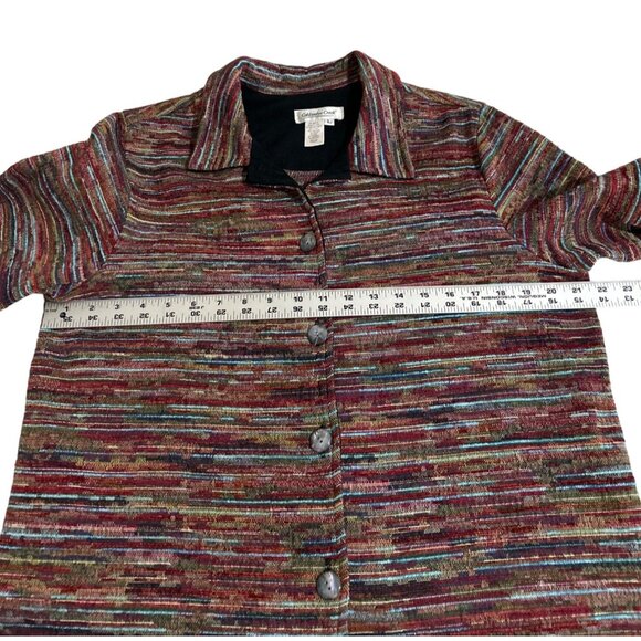 Coldwater Creek Multicolor Textured Striped Womens Button-Up Jacket L - Picture 6 of 7